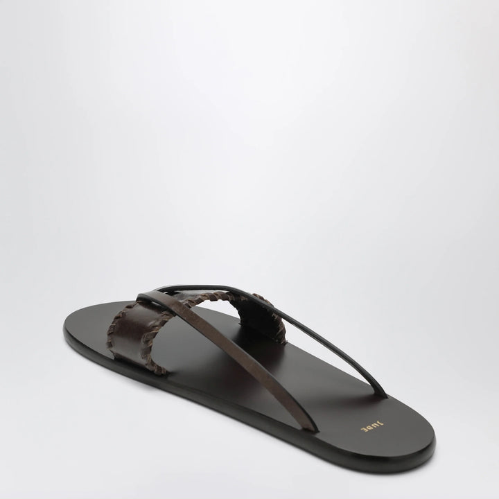 Jude - Brown leather flip-flop sandals
