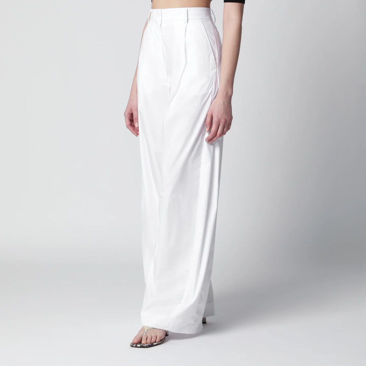 TheLatest - Axel pleated wide-leg cotton trousers in white