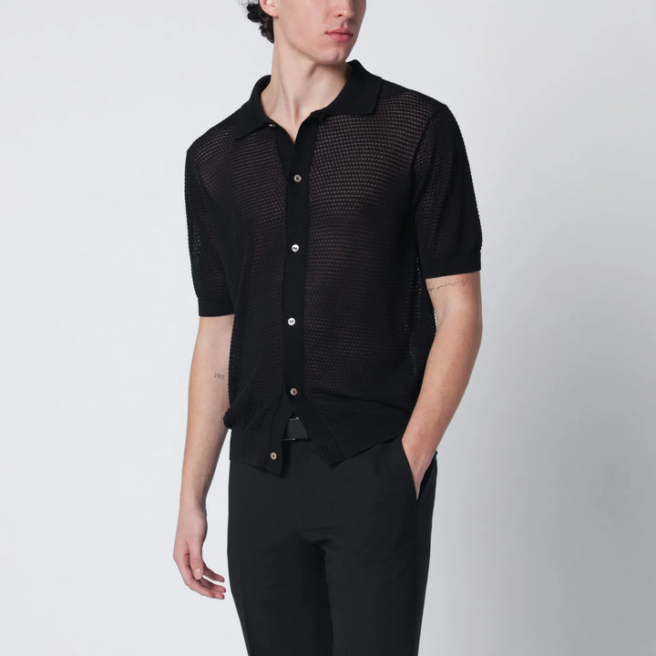 Tagliatore - Black openwork cotton cardigan