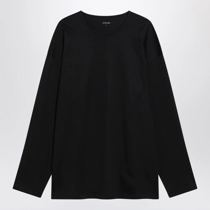 LEMAIRE - Black cotton and silk interlock T-shirt