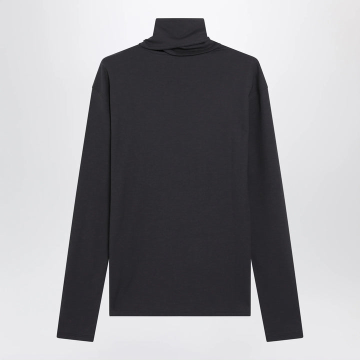 LEMAIRE - Dark grey long-sleeved sweater with scarf detail