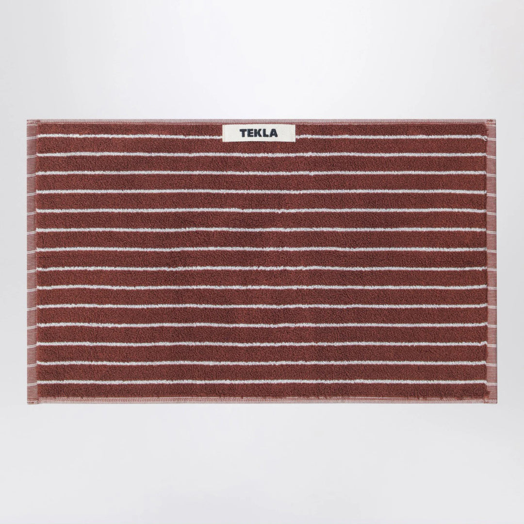 Tekla - Striped reddish-brown guest towel 30x50 cm