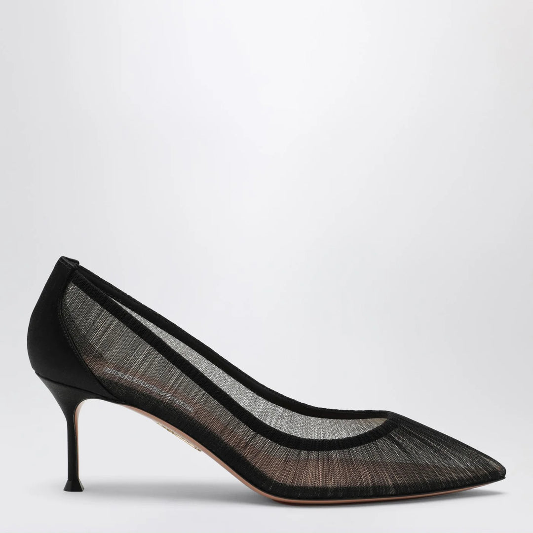 Aquazzura - Voile black pumps in satin and mesh