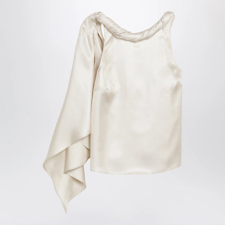 LouLou De Saison - Wilma silk twill top with a twisted collar and scarf detail
