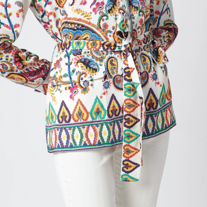 ETRO - Paisley-print belted shirt jacket