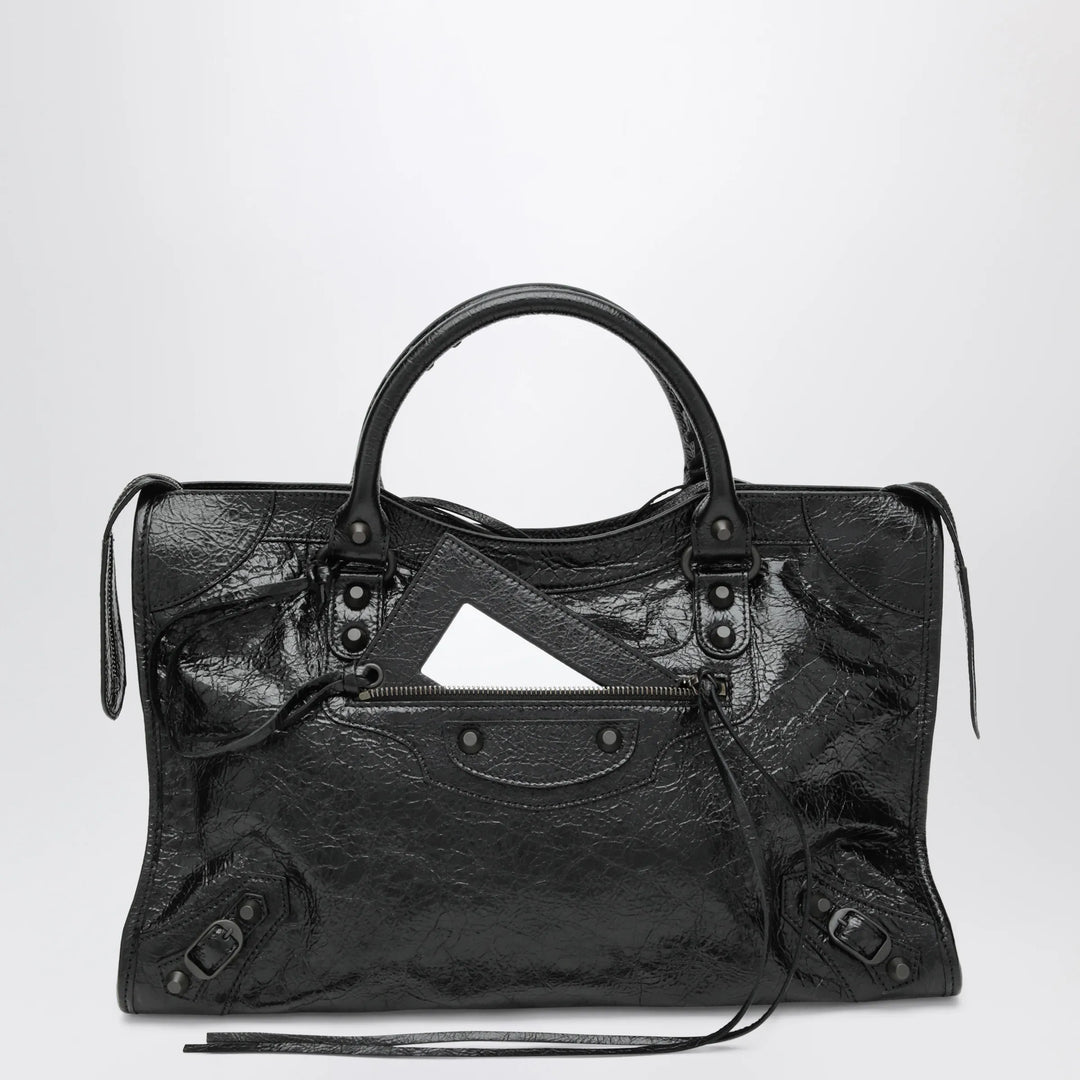 Balenciaga - Le City Medium lambskin leather handbag in black Brand Apparel &amp; Accessories TU