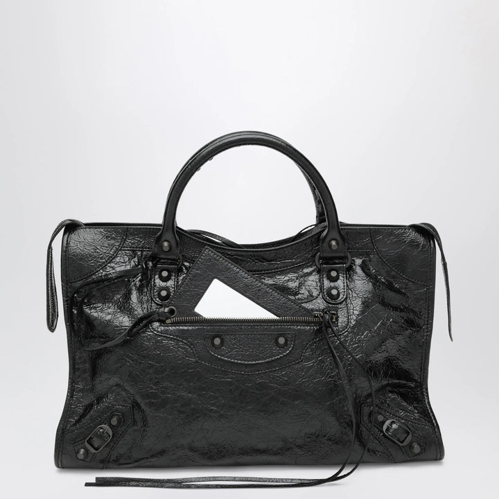 Balenciaga - Le City Medium lambskin leather handbag in black Brand Apparel &amp; Accessories TU