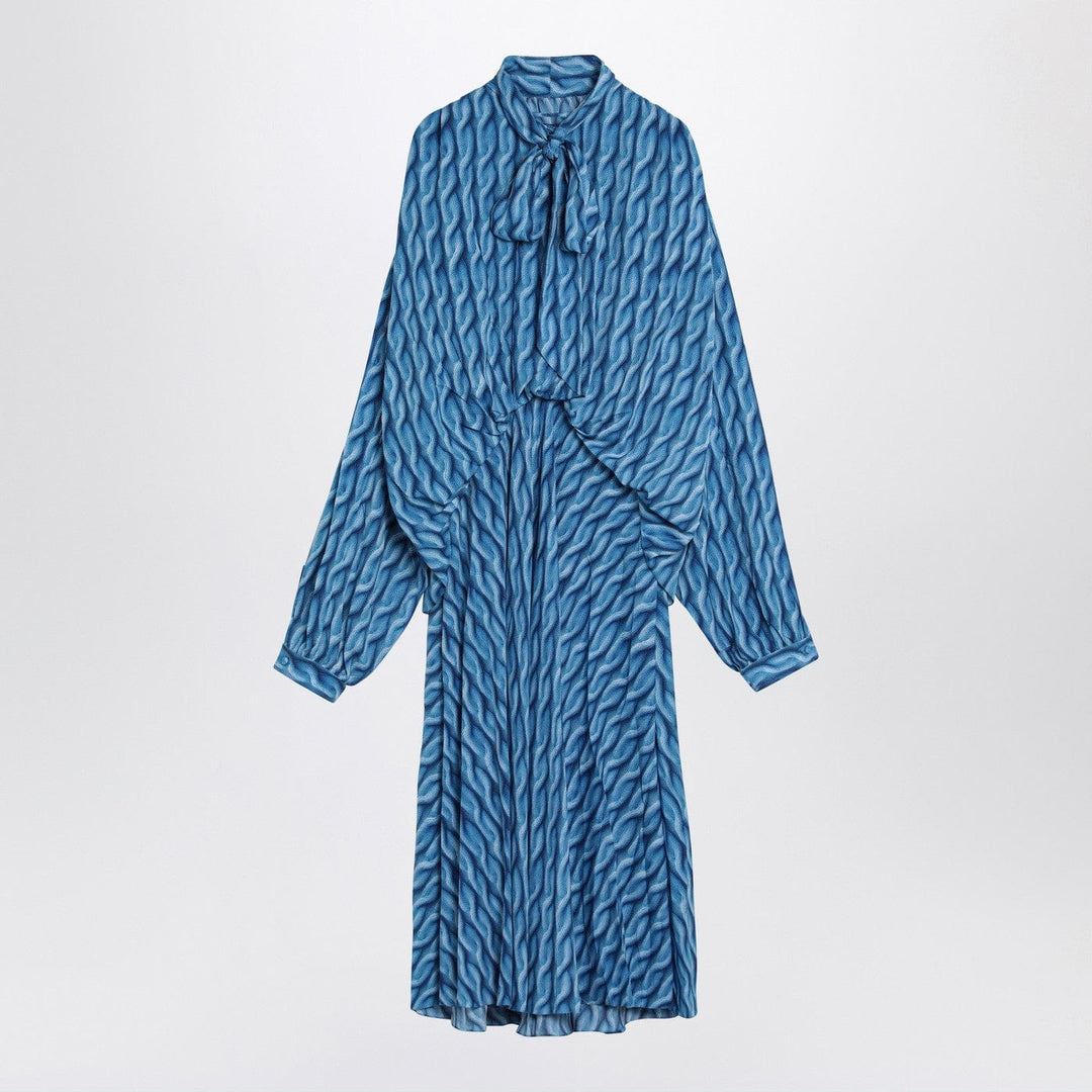 Apparel & Accessories 36  FR Balenciaga - Midi dress with bow and blue print Brand
