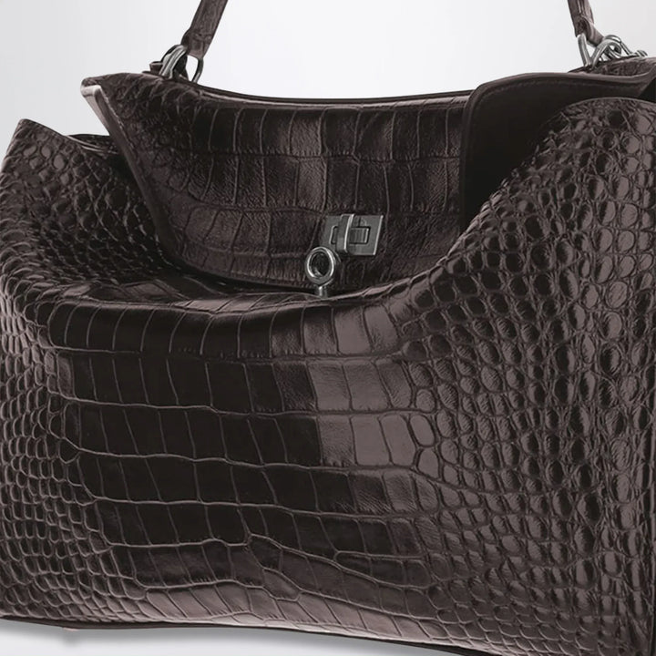 Balenciaga - Rodeo mini handbag in espresso crocodile-embossed leather Brand Apparel &amp; Accessories TU