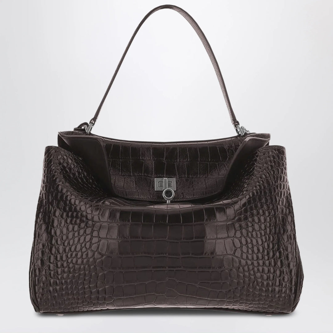 Balenciaga - Rodeo mini handbag in espresso crocodile-embossed leather Brand Apparel & Accessories TU