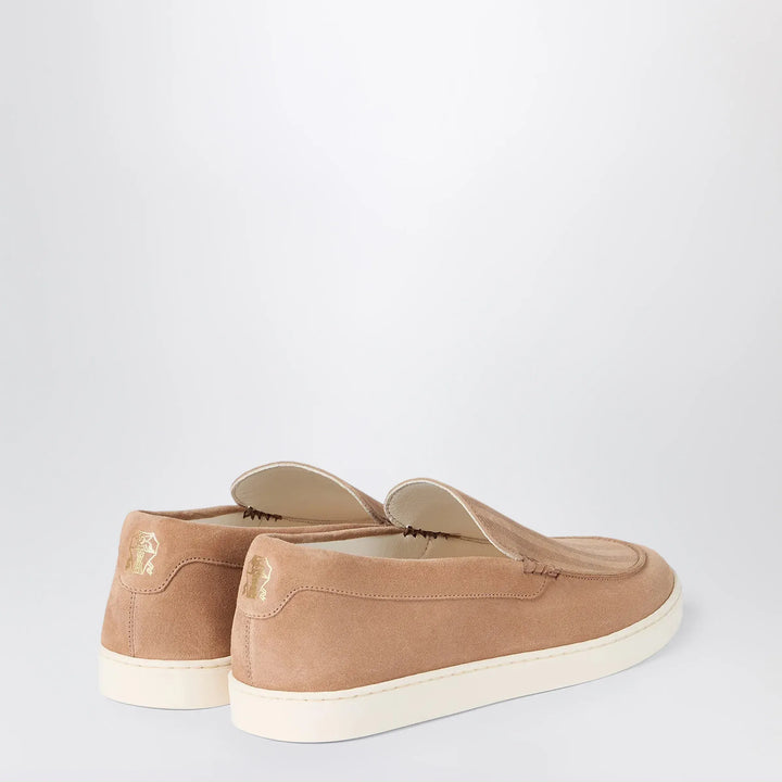 Brunello Cucinelli - Light brown chevron-effect suede slip-ons Brand Apparel &amp; Accessories