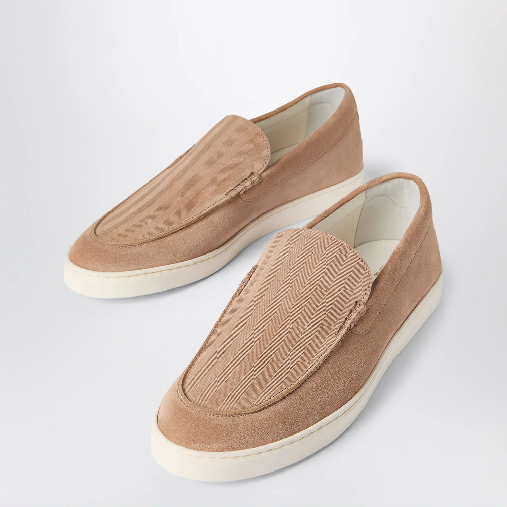 Brunello Cucinelli - Light brown chevron-effect suede slip-ons Brand Apparel & Accessories