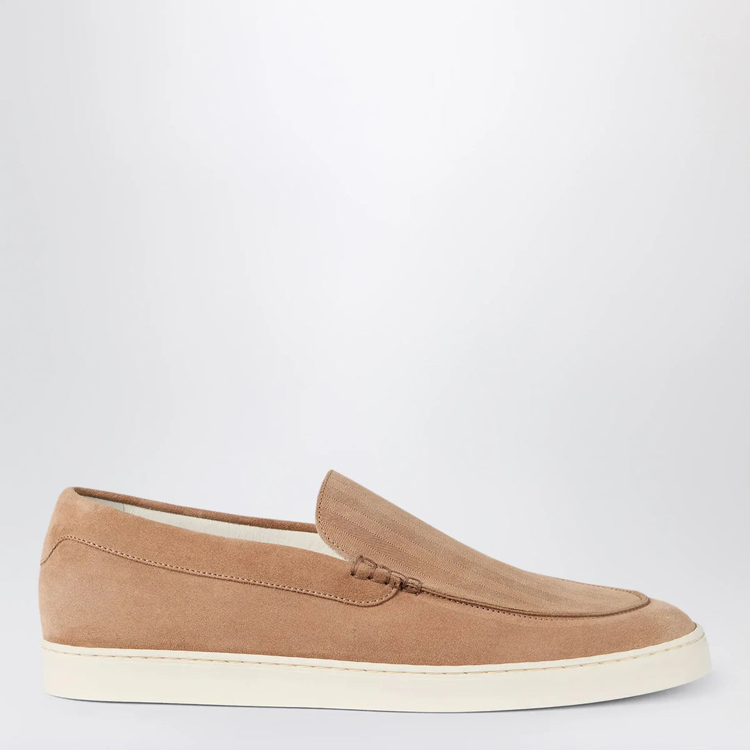 Brunello Cucinelli - Light brown chevron-effect suede slip-ons Brand Apparel & Accessories 42 IT