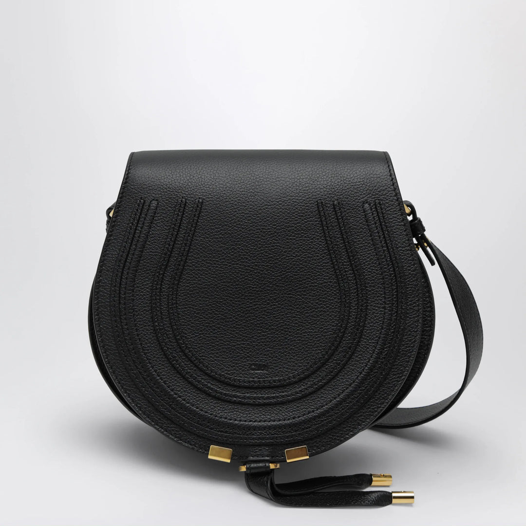 Chloé - Black Saddle Marcie bag in grained leather Brand Apparel &amp; Accessories TU