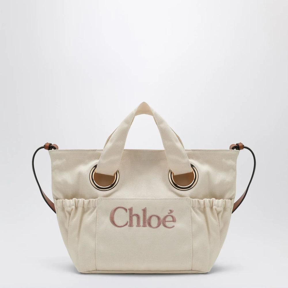 Chloé - Ivory tote bag with logo embroidery Brand Apparel & Accessories TU
