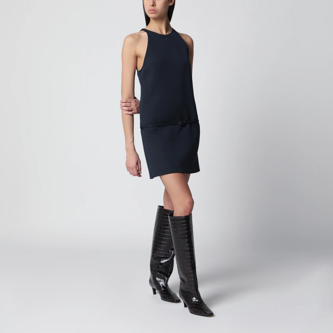 Courrèges - Sleeveless A-line twill mini dress with belt in navy Brand Apparel &amp; Accessories > Clothing Accessories > Belts 36  FR