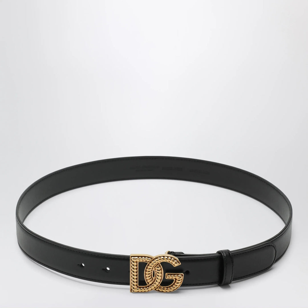 Dolce&amp;Gabbana - Belt with DG logo in calfskin leather, black Brand Apparel &amp; Accessories > Clothing Accessories > Belts 80 EU