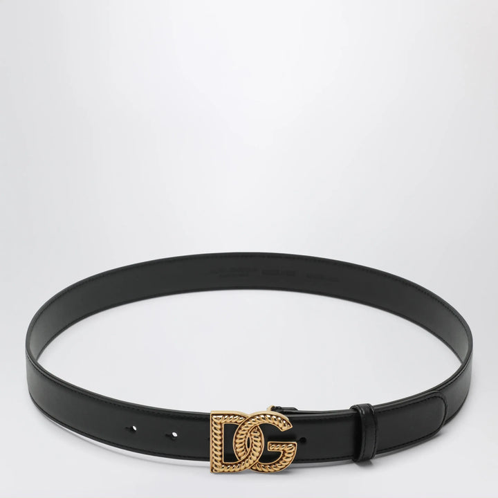 Dolce&amp;Gabbana - Belt with DG logo in calfskin leather, black Brand Apparel &amp; Accessories > Clothing Accessories > Belts 80 EU