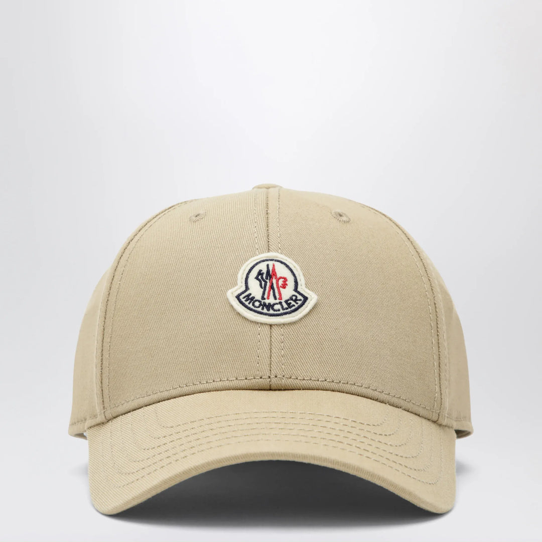 Moncler - Beige baseball cap with logo patch Brand Apparel & Accessories > Clothing Accessories > Hats TU