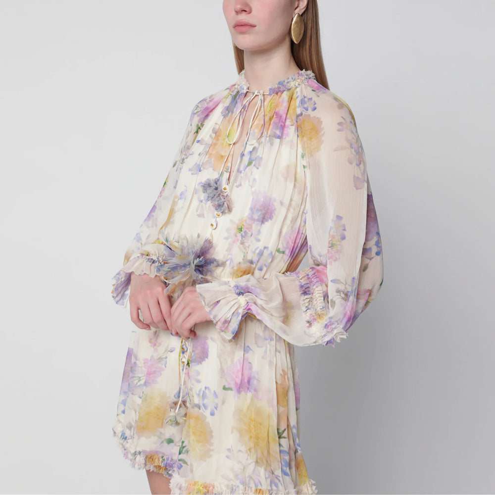 ZIMMERMANN - Cream short jumpsuit with floral pattern Brand Apparel & Accessories > Clothing > One-Pieces > Jumpsuits & Rompers