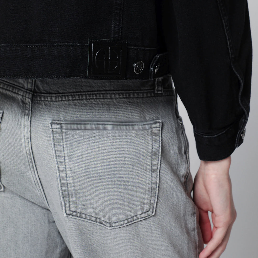ANINE BING - Quincy cropped black denim jacket in cotton Brand Apparel &amp; Accessories > Clothing > Outerwear > Coats &amp; Jackets