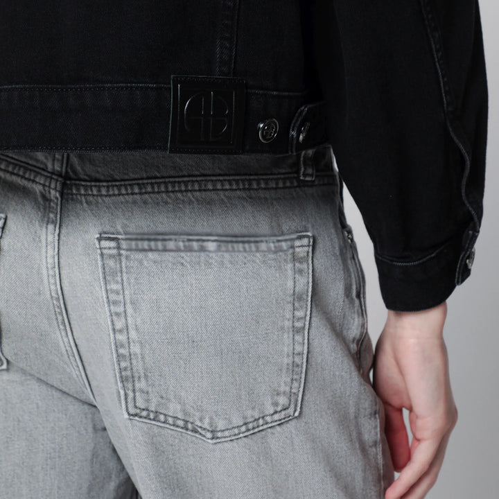 ANINE BING - Quincy cropped black denim jacket in cotton Brand Apparel &amp; Accessories > Clothing > Outerwear > Coats &amp; Jackets
