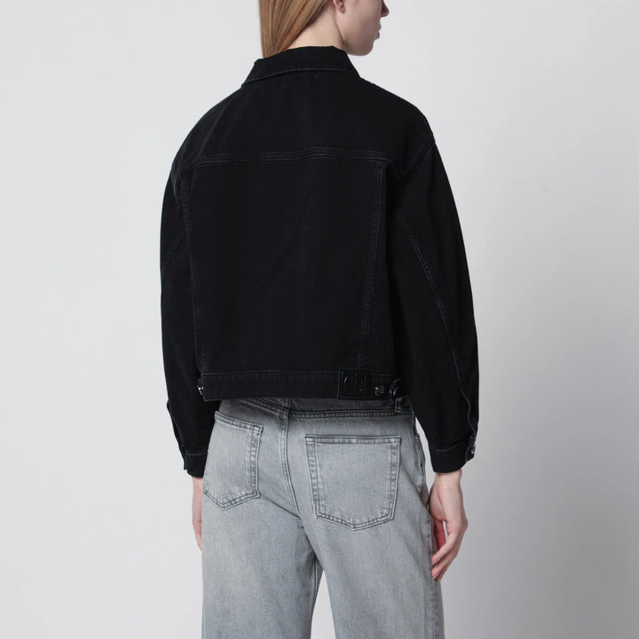 ANINE BING - Quincy cropped black denim jacket in cotton Brand Apparel &amp; Accessories > Clothing > Outerwear > Coats &amp; Jackets