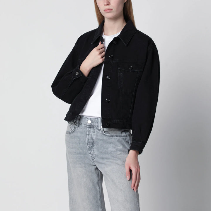 ANINE BING - Quincy cropped black denim jacket in cotton Brand Apparel &amp; Accessories > Clothing > Outerwear > Coats &amp; Jackets S