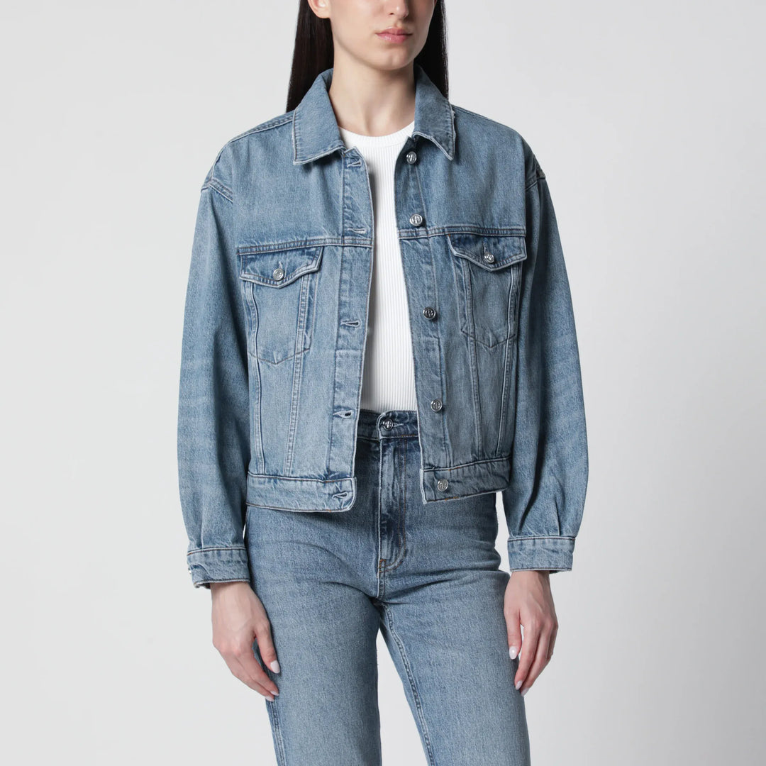 ANINE BING - Quincy washed denim jacket in cascade blue Brand Apparel & Accessories > Clothing > Outerwear > Coats & Jackets XS