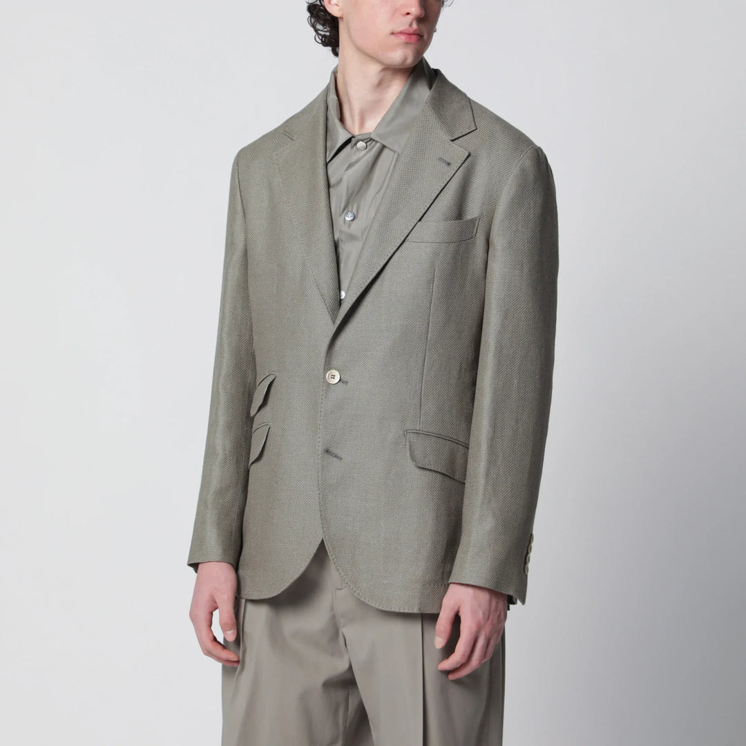 Brunello Cucinelli - Deconstructed Cavallo jacket in khaki silk hopsack Brand Apparel & Accessories > Clothing > Outerwear > Coats & Jackets 50 IT
