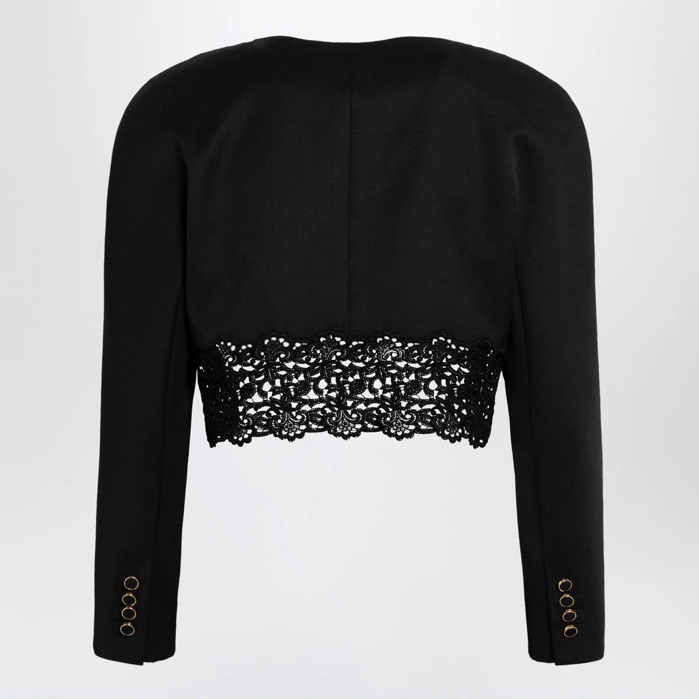 Chloé - Black cropped jacket with openwork trim Brand Apparel & Accessories > Clothing > Outerwear > Coats & Jackets
