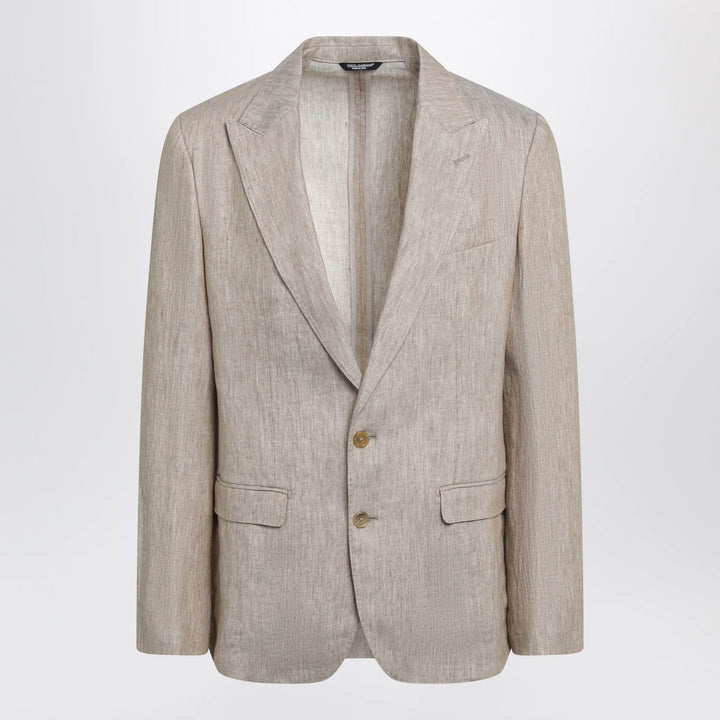 Dolce&amp;Gabbana - Taormina single-breasted linen jacket in melange beige/white Brand Apparel &amp; Accessories > Clothing > Outerwear > Coats &amp; Jackets 48 IT