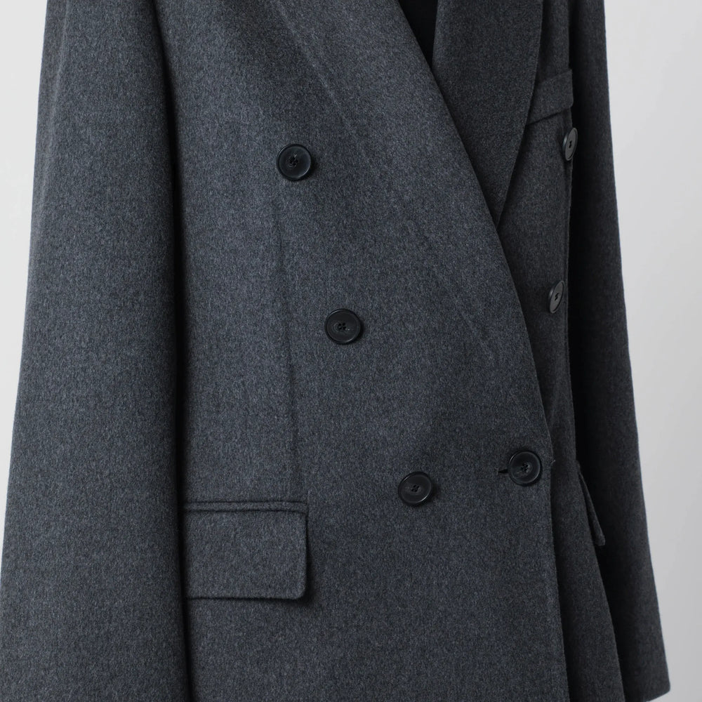 Victoria Beckham - Double-breasted coat in grey mélange wool and cashmere Brand Apparel & Accessories > Clothing > Outerwear > Coats & Jackets