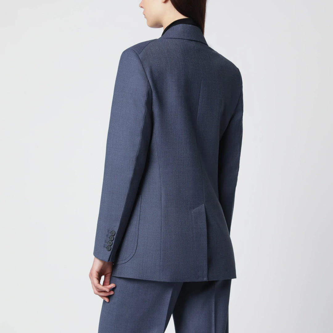 Victoria Beckham - Katherine single-breasted jacket in blue mélange wool blend Brand Apparel &amp; Accessories > Clothing > Outerwear > Coats &amp; Jackets 10 UK