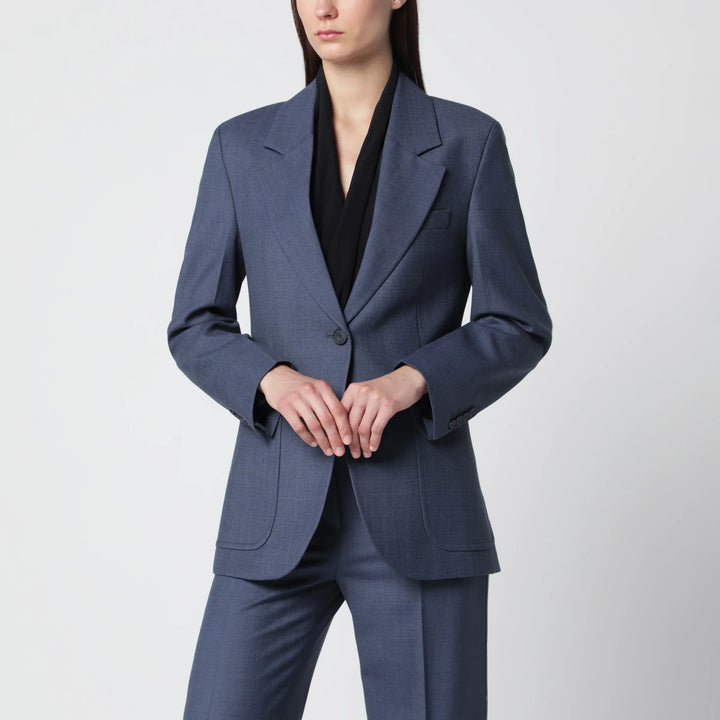 Victoria Beckham - Katherine single-breasted jacket in blue mélange wool blend Brand Apparel &amp; Accessories > Clothing > Outerwear > Coats &amp; Jackets 10 UK