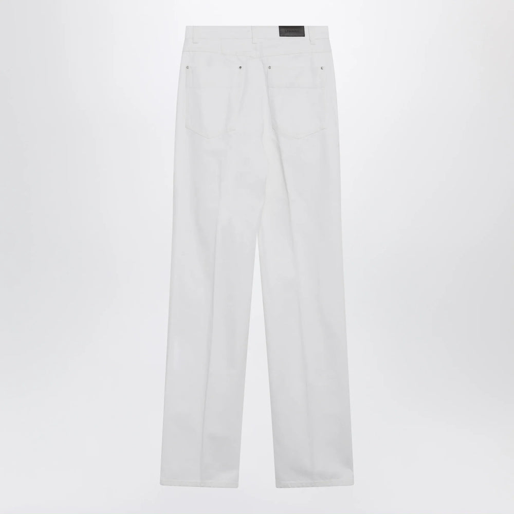 LEMAIRE - High-waisted straight-leg jeans with belt in white denim Brand Apparel & Accessories > Clothing > Pants