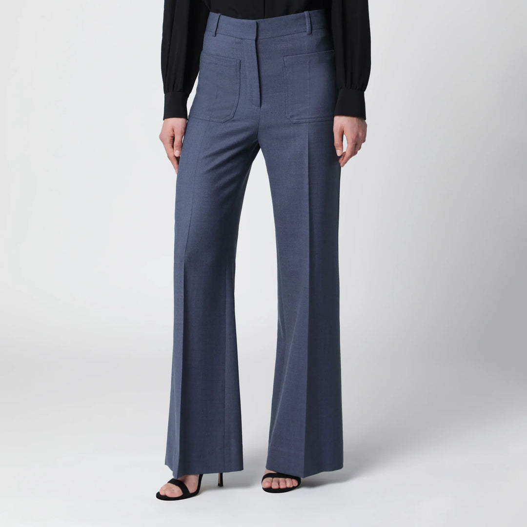 Victoria Beckham - Alina trousers in blue mélange wool blend Brand Apparel & Accessories > Clothing > Pants 6 UK