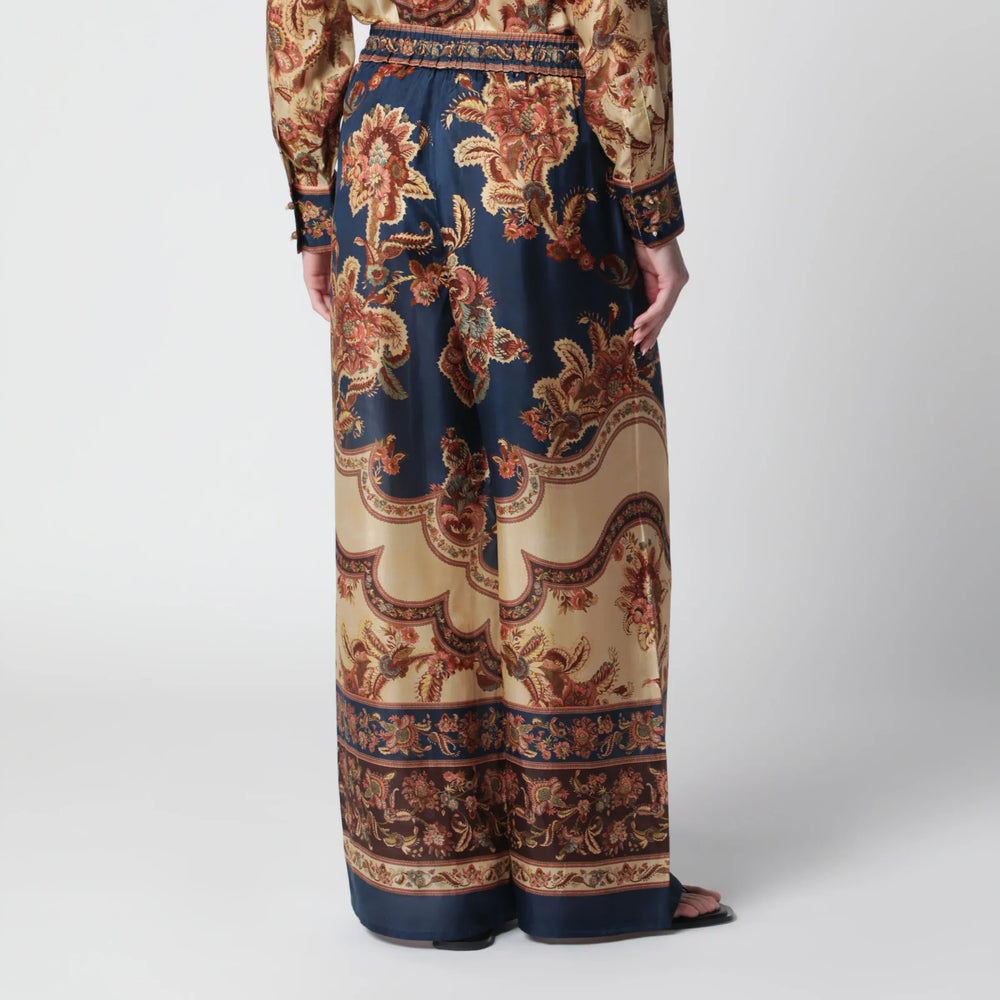 ZIMMERMANN - Aster navy Jacobean trousers Brand Apparel & Accessories > Clothing > Pants