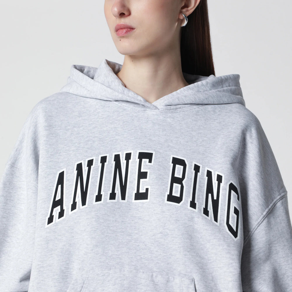 ANINE BING - Harvey New Classic oversized cotton hoodie in grey Brand Apparel & Accessories > Clothing > Shirts & Tops