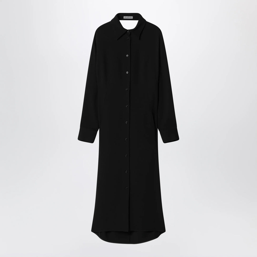 Balenciaga - Black shirt dress in wool and silk Brand Apparel &amp; Accessories > Clothing > Shirts &amp; Tops 36  FR