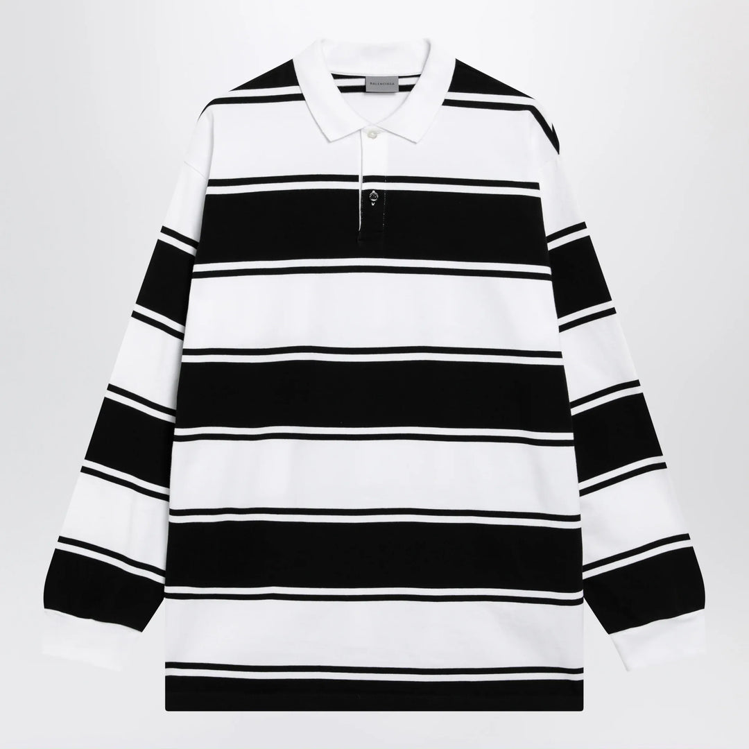 Balenciaga - Black/white striped cotton polo shirt Brand Apparel &amp; Accessories > Clothing > Shirts &amp; Tops