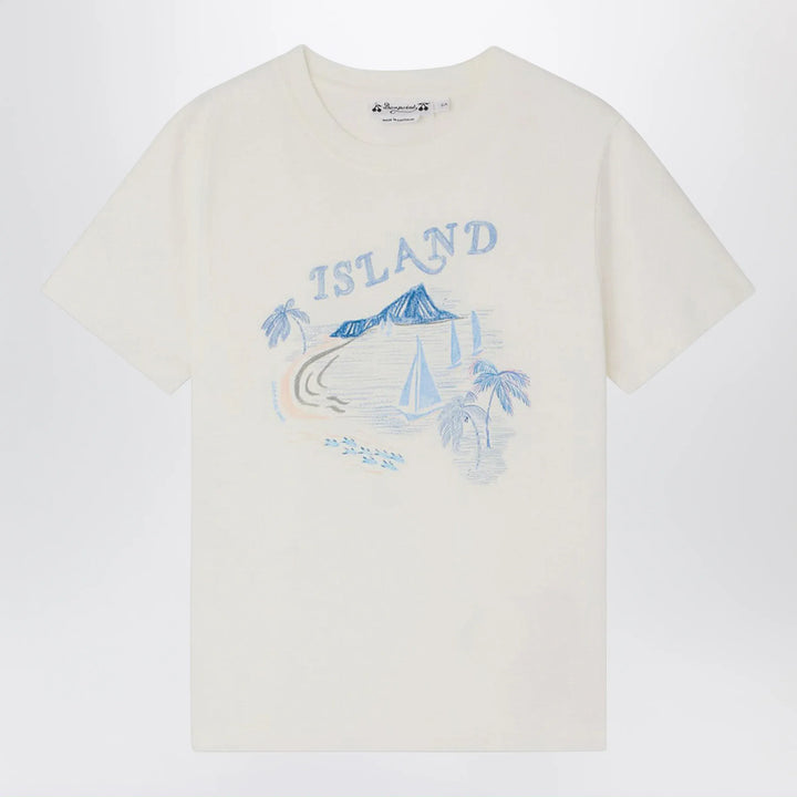 Bonpoint - Thibald white T-shirt with island print Brand Apparel &amp; Accessories > Clothing > Shirts &amp; Tops 6