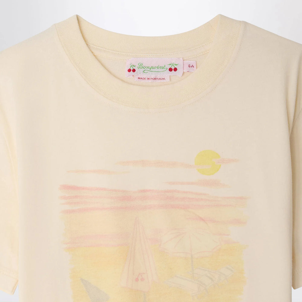 Bonpoint - Thida écru T-shirt with Bain de Soleil print Brand Apparel & Accessories > Clothing > Shirts & Tops