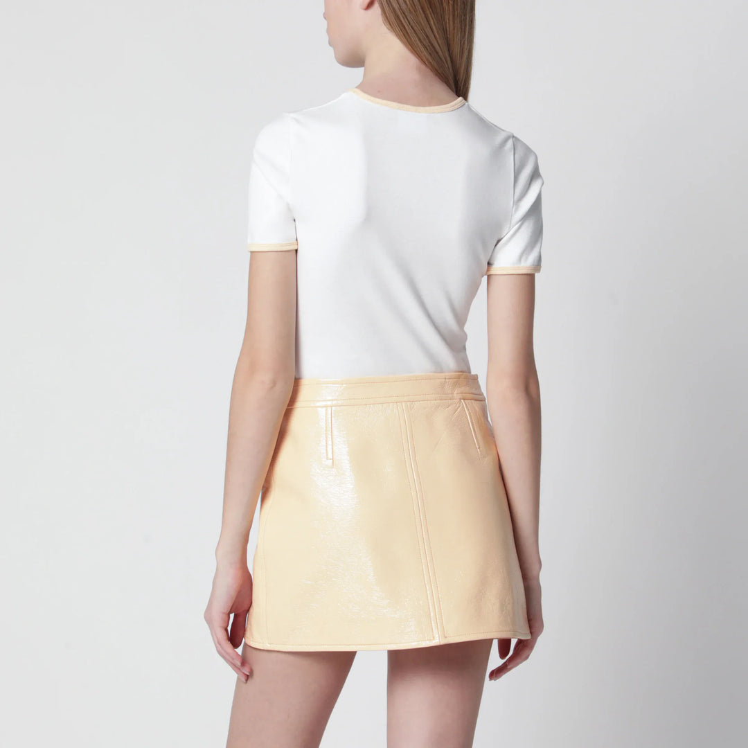 Courrèges - White/orange contrast cotton crew-neck T-shirt Brand Apparel &amp; Accessories > Clothing > Shirts &amp; Tops