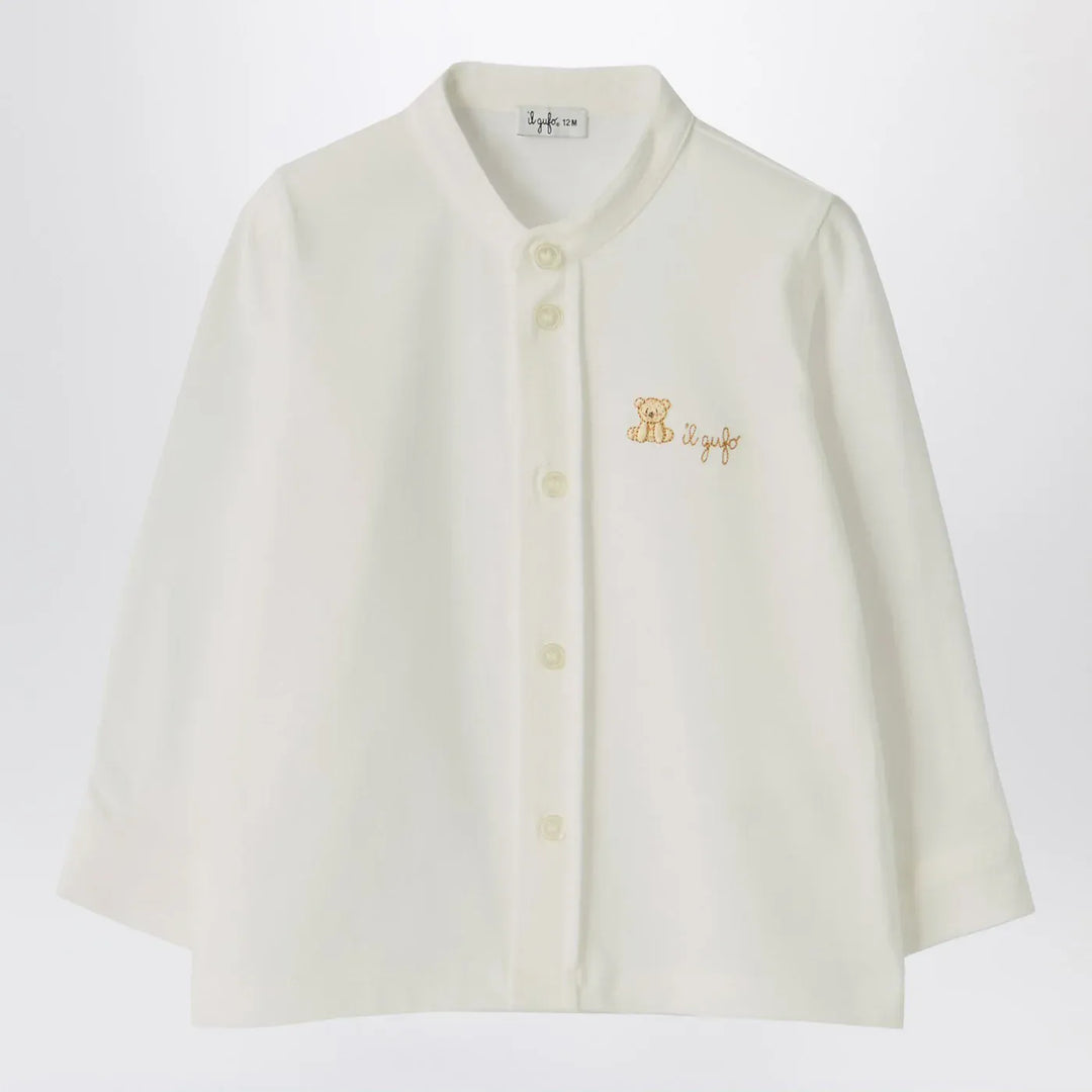 Il Gufo - White shirt with bear embroidery Brand Apparel &amp; Accessories > Clothing > Shirts &amp; Tops 24