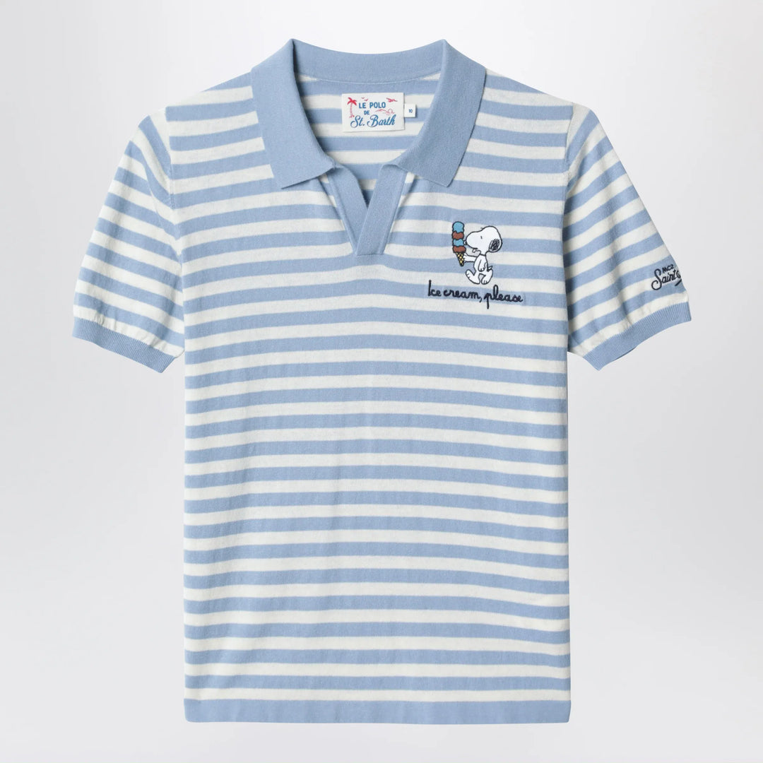 MC2 Saint Barth - White/light blue striped polo shirt with Snoopy embroidery Brand Apparel &amp; Accessories > Clothing > Shirts &amp; Tops 4