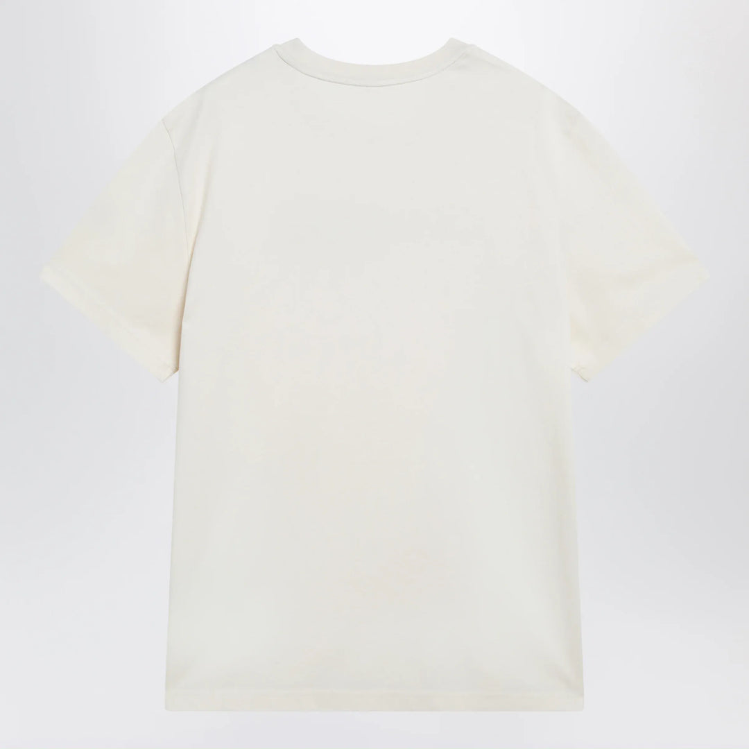 Moncler - Ivory T-shirt with logo print Brand Apparel &amp; Accessories > Clothing > Shirts &amp; Tops