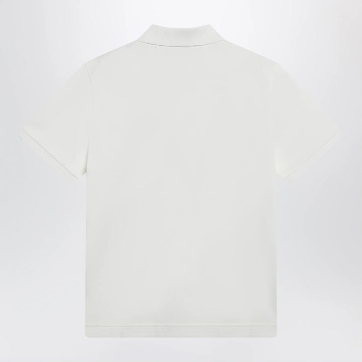 Moncler - White cotton piqué polo shirt with logo patch Brand Apparel &amp; Accessories > Clothing > Shirts &amp; Tops