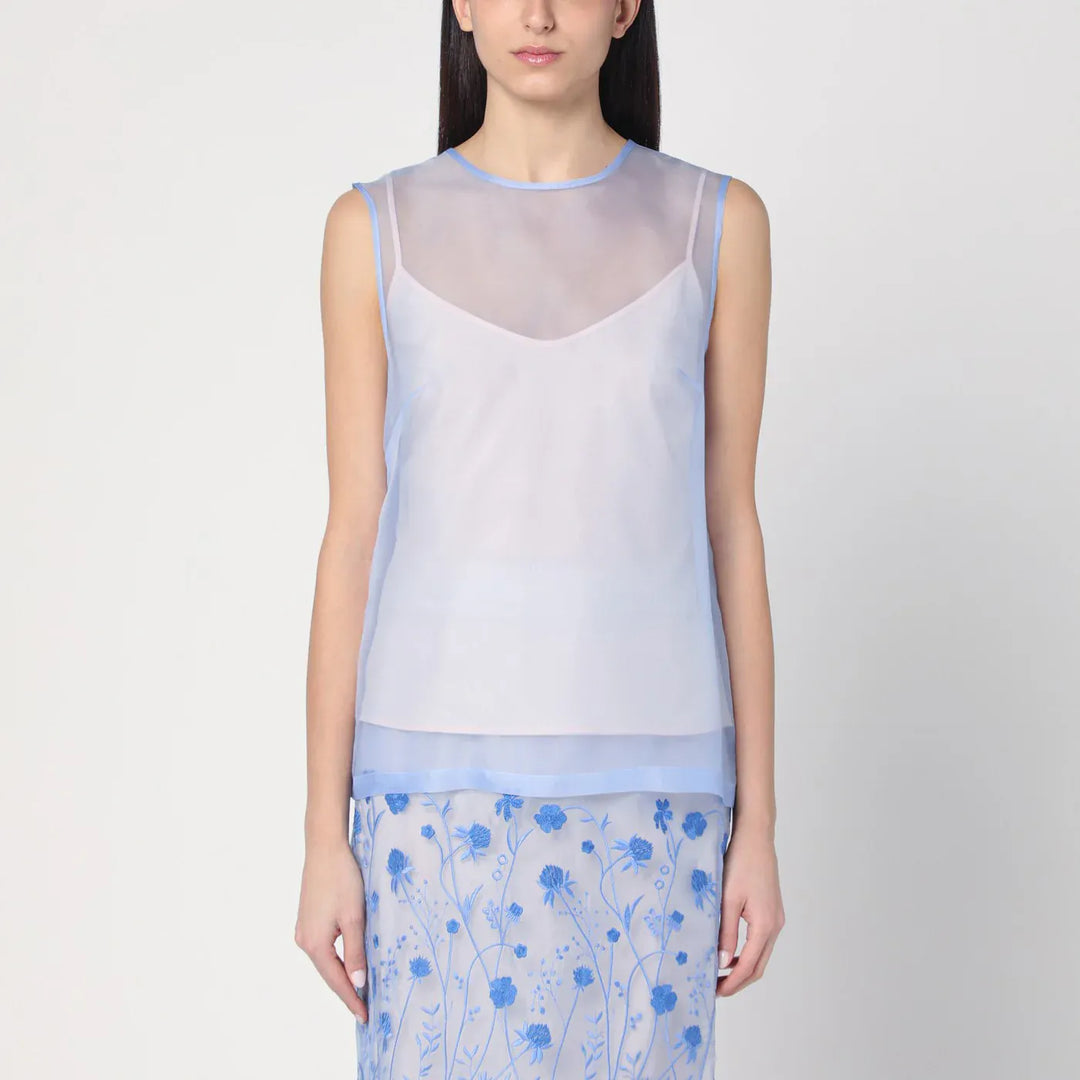 P.A.R.O.S.H. - Sky blue tank top in silk Brand Apparel & Accessories > Clothing > Shirts & Tops M
