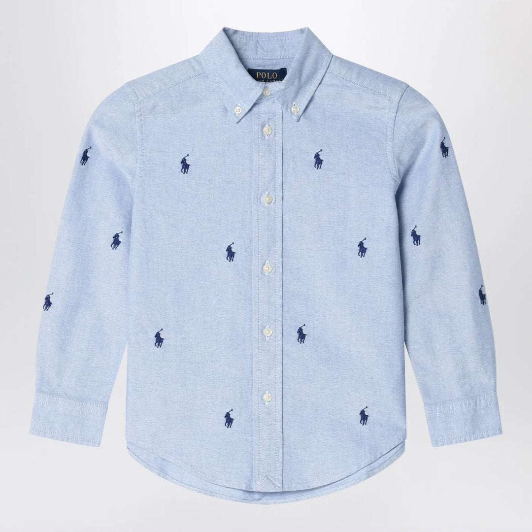 Polo Ralph Lauren - Light blue button-down shirt with logos Brand Apparel &amp; Accessories > Clothing > Shirts &amp; Tops 6